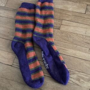 Vibrant Striped Casual Socks - Purple and Orange